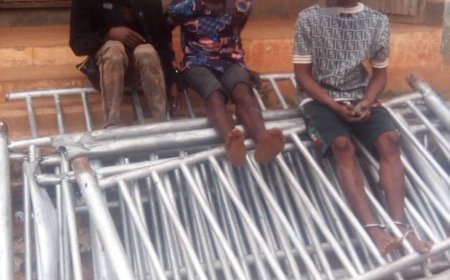 Enugu Police Arrests Pedestrian Bridge Iron Rail Vandals